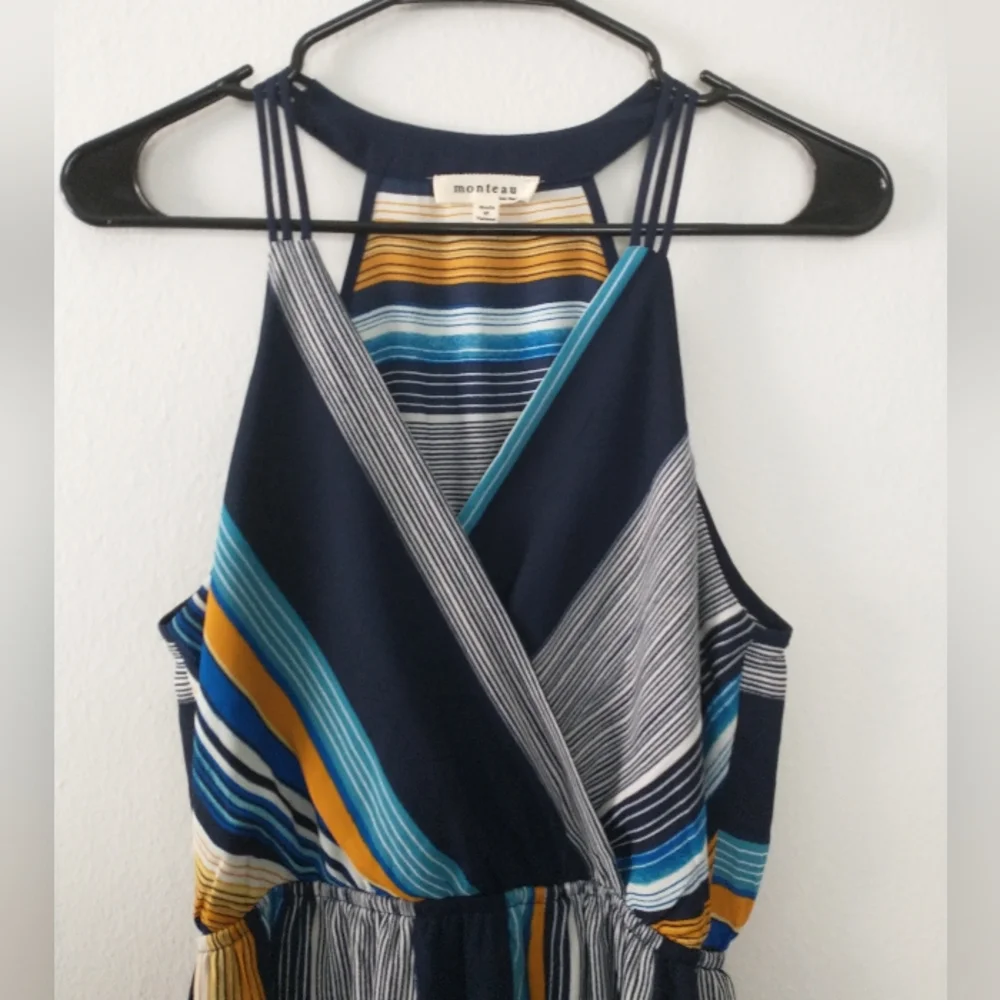 57" Stripped Maxi Dress with Side Slit - Picture 2 of 10